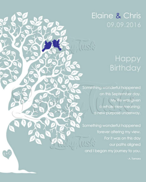 September Birthday Love Poem Personalized Happy Birthday Gift For Wife Sapphire Birthstone Gift For Husband #1721