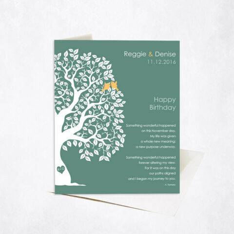 November Birthday Owl Silhouette Tree Poem spouse birthday Stationery Card-1723