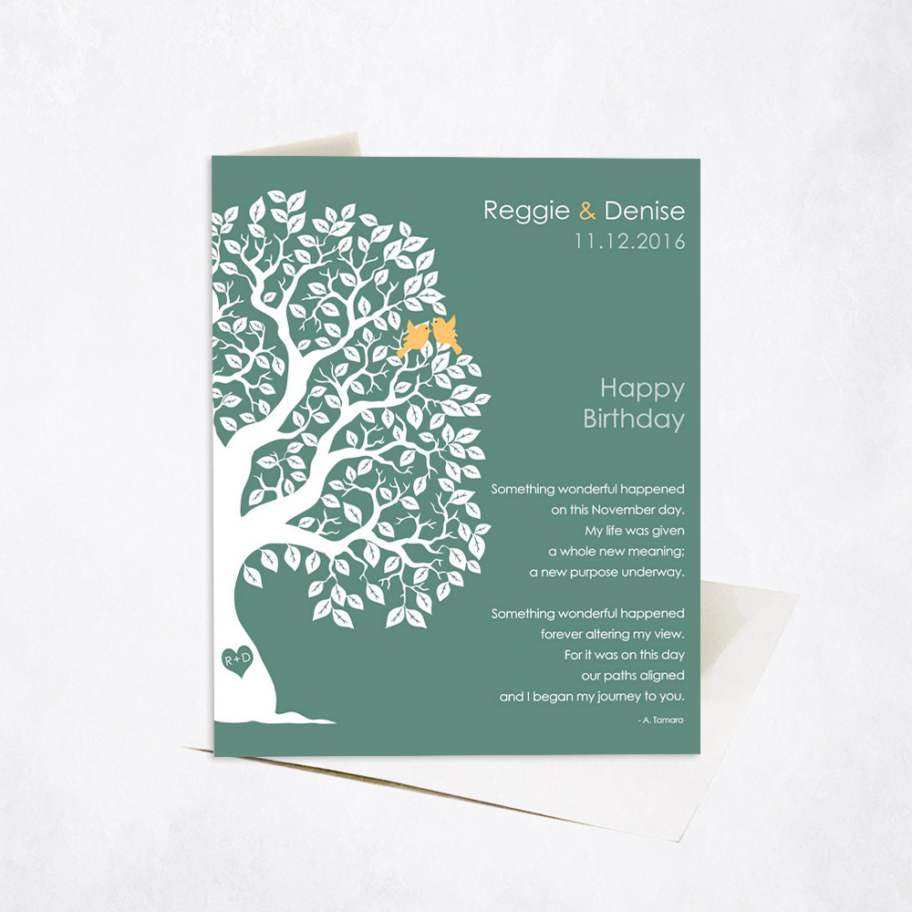 Picture of November Birthday Owl Silhouette Tree Poem spouse birthday Stationery Card C-1723