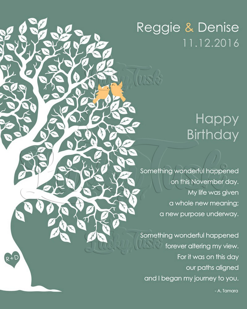 November Birthday Owl Silhouette Tree Poem on Green spouse birthday Wall Plaque LTC-1723