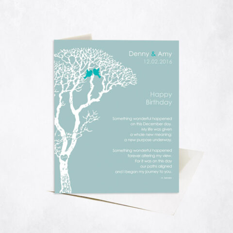 December Birthday Bare Silhouette Tree Poem spouse birthday Stationery Card-1724