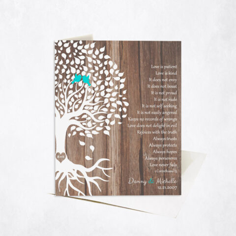 White Rooted Tree Scripture 1 Corinthians 13 5th anniversary Stationery Card-1725