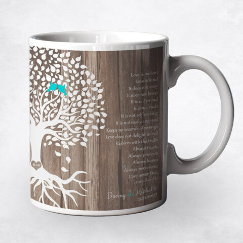 White Tree with Roots Wood 5th anniversary Coffee Mug M-1725