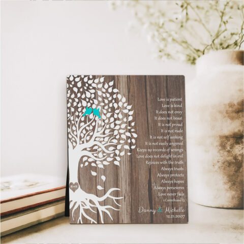 Rooted Tree on Wood 5th anniversary Wood Desktop Plaque Gift for couple D-1725