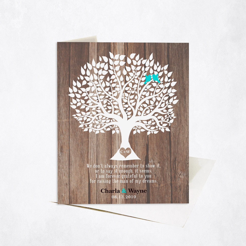 Picture of White Mother of the Groom Gratitude Tree Poem wedding Stationery Card C-1728