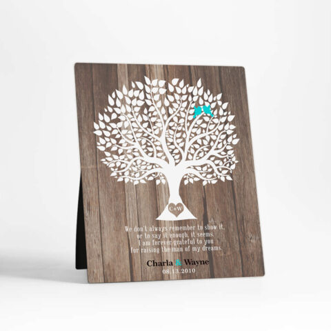 Silhouette Tree o Wood wedding Wood Desktop Plaque Gift for mother of the groom D-1728