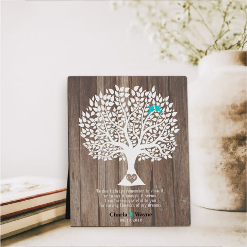 Silhouette Tree o Wood wedding Wood Desktop Plaque Gift for mother of the groom D-1728