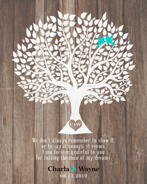 Mother of the Groom Wedding Thank You Parents Gift From Bride Faux Wood Rustic Wedding Tree Tin #1728