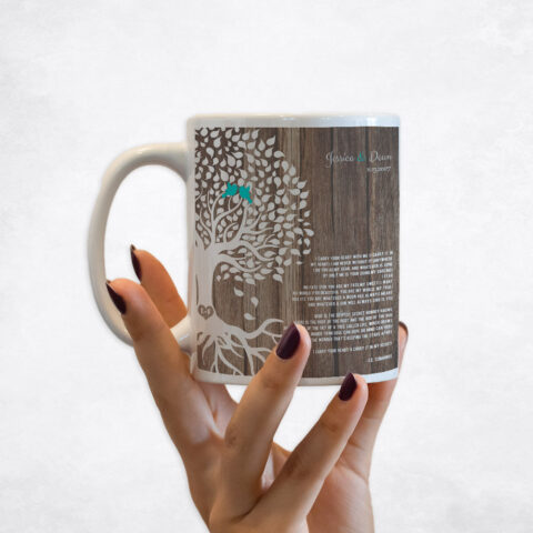 White Tree with Roots Wood 5th anniversary Coffee Mug M-1730