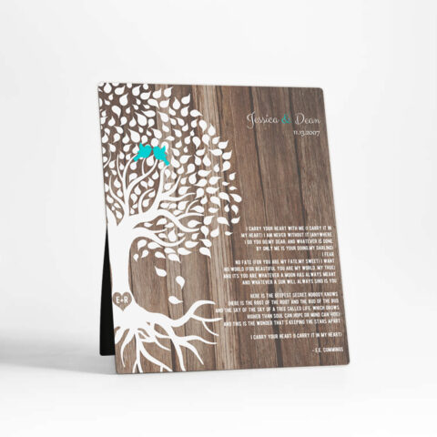 Rooted Tree on Wood 5th anniversary Wood Desktop Plaque Gift for couple D-1730