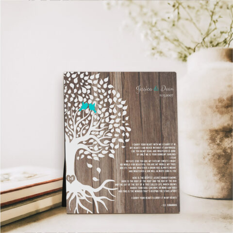 Rooted Tree on Wood 5th anniversary Wood Desktop Plaque Gift for couple D-1730