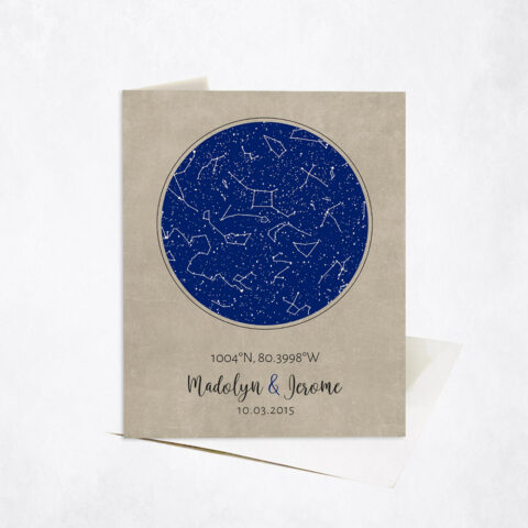 Custom Star Map and Coordinates 2nd anniversary Stationery Card-1736