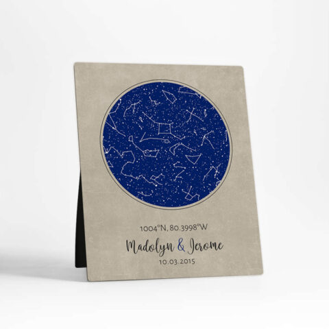 Custom Star Map Night Sky 2nd anniversary  Desktop Plaque Gift for couple D-1736