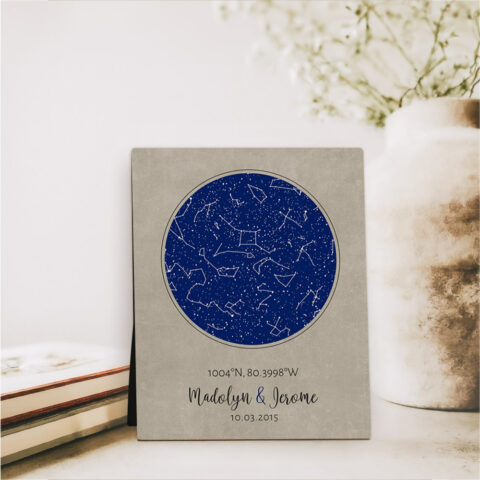 Custom Star Map Night Sky 2nd anniversary  Desktop Plaque Gift for couple D-1736