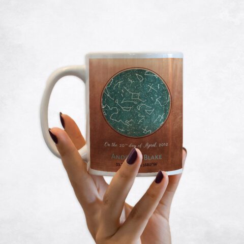 Turquoise Star Map Copper 7th anniversary Coffee Mug M-1737