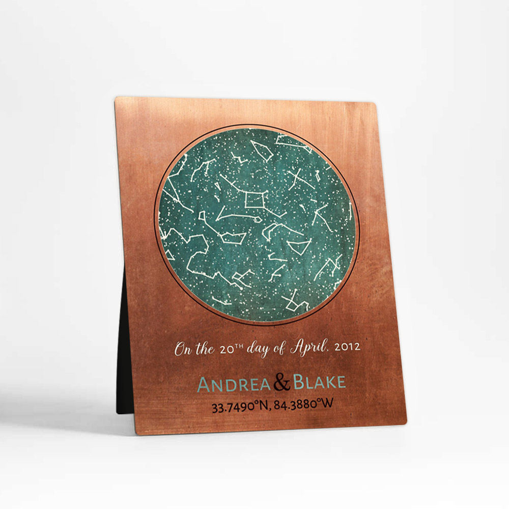 Single image of Custom Star Map Night Sky 7th anniversary Copper Desktop Plaque