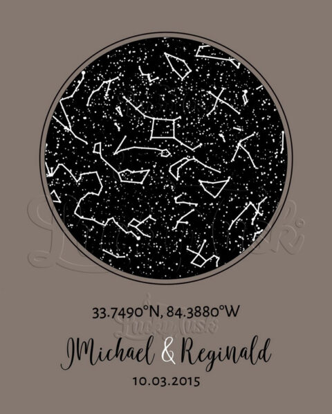 9 Year Anniversary, Custom Star Map, Constellation , Bronze Gift, Night Sky Print, 9th Wedding Anniversary, Astrology, Star Chart #1738