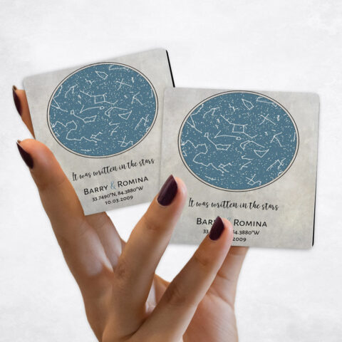 1st anniversary Baby Blue Star Map on Stone Magnet Set MAG-1739