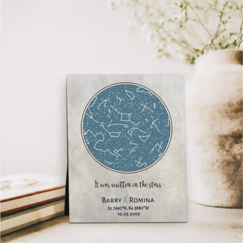 Custom Star Map Night Sky 1st anniversary  Desktop Plaque Gift for couple D-1739