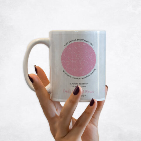 Pink Star Map Baby Birth Coffee Mug M-1740