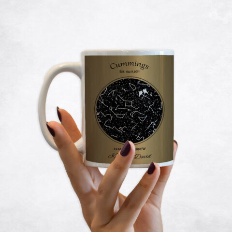 Black Star Map Brass 8th anniversary Coffee Mug M-1743