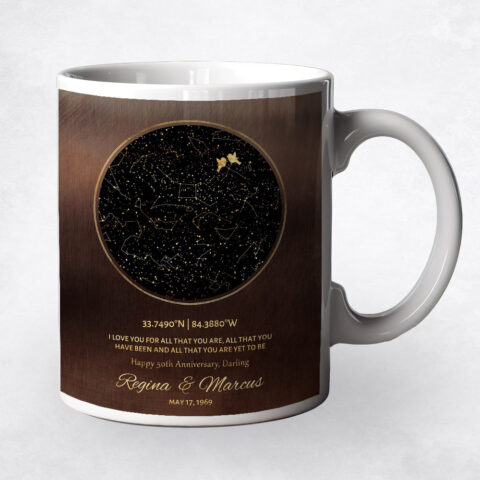 Black Star Map Bronze 50th anniversary Coffee Mug M-1746