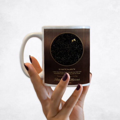 Black Star Map Bronze 50th anniversary Coffee Mug M-1746