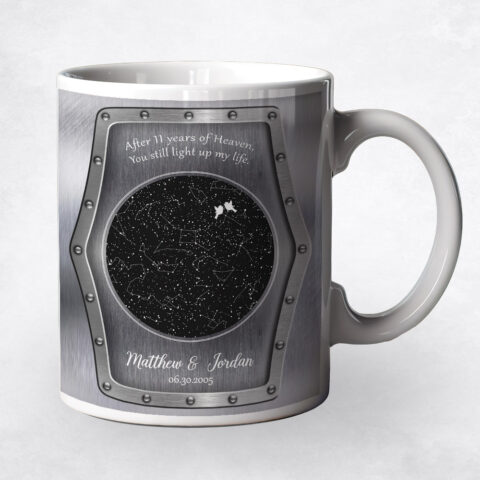 Black Star Map Tin 11th anniversary Coffee Mug M-1747