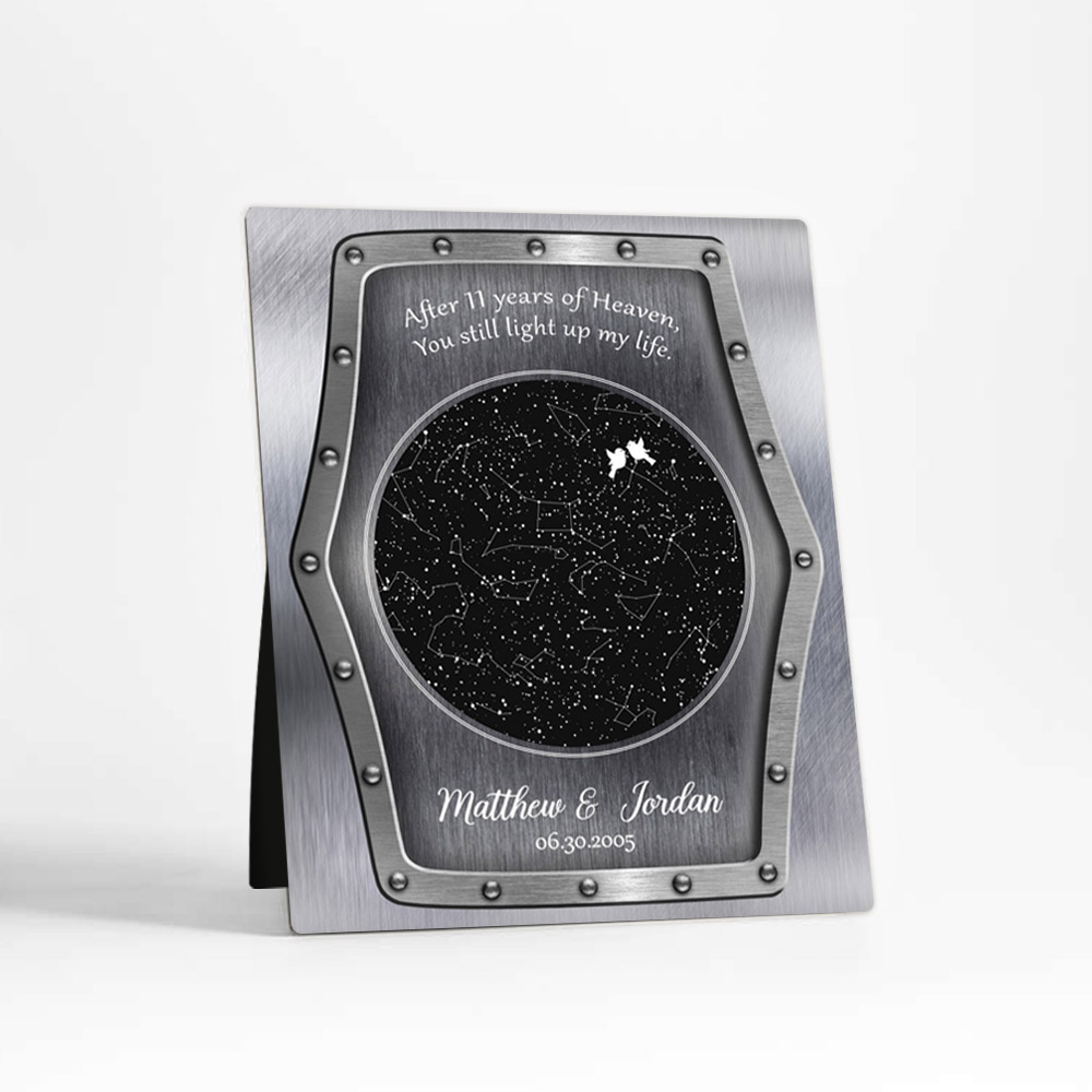 Single image of Custom Star Map Night Sky 11th anniversary Tin Desktop Plaque