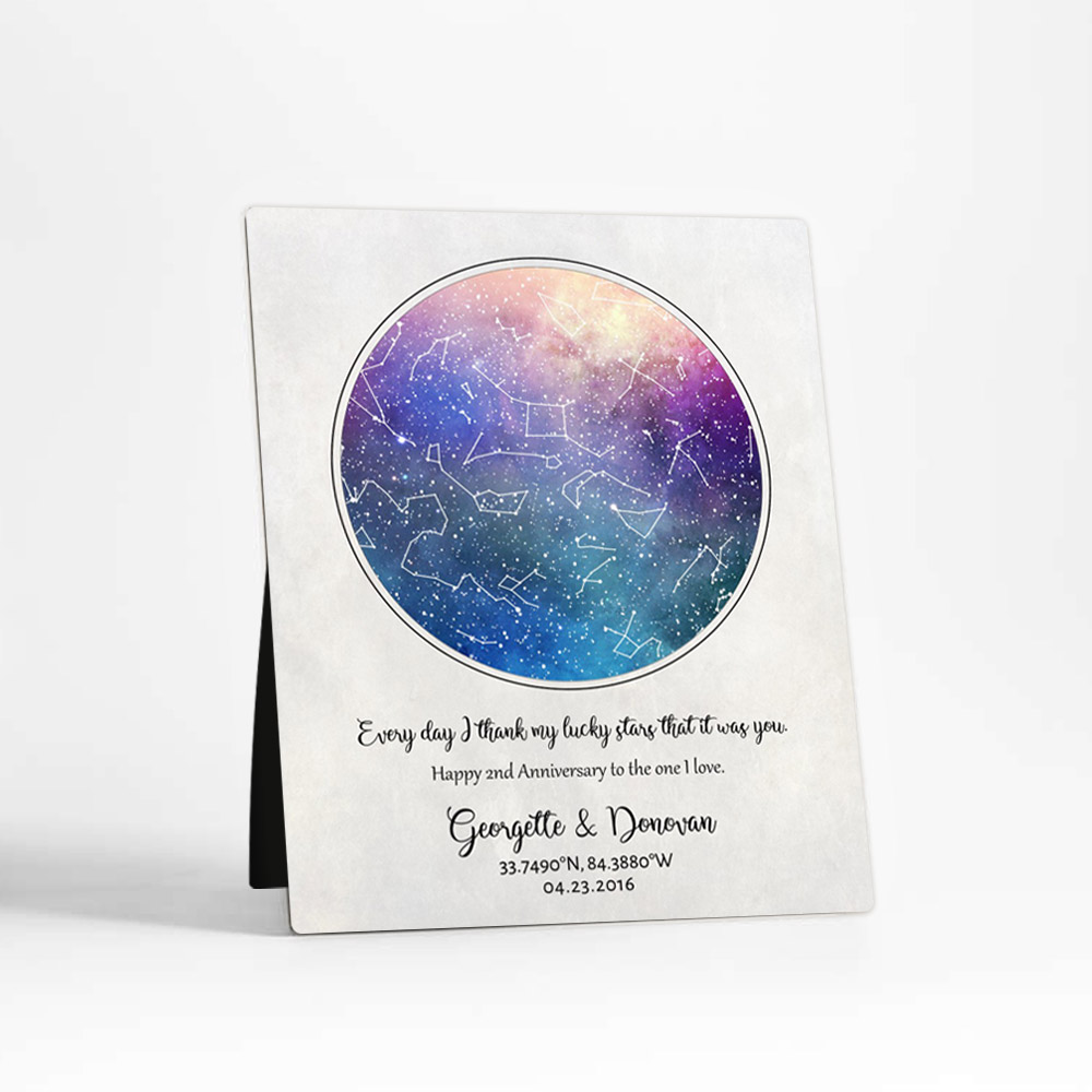 Single image of Custom Star Map Night Sky 2nd anniversary  Desktop Plaque