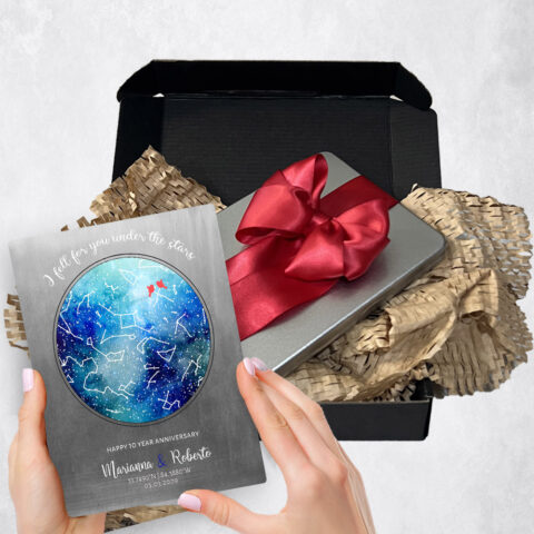 10th anniversary Gift Delivery for couple, husband or wife Custom Star Map Night Sky Tin  Plaque TOY-1758