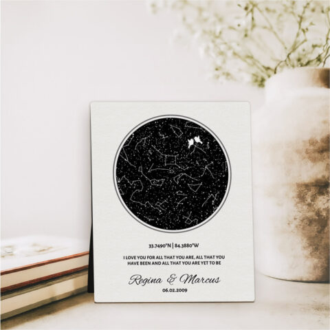 Custom Star Map Night Sky 11th anniversary  Desktop Plaque Gift for couple D-1762