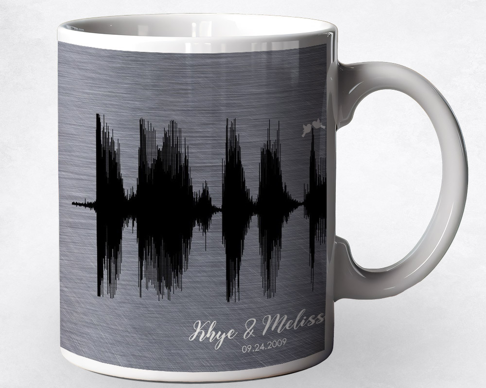 Closeup image of Black Sound Wave Tin 10th anniversary Coffee Mug M-1780