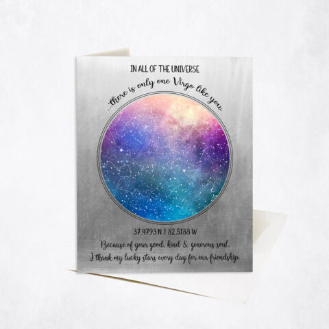 Multicolor Star Map Zodiac Universe Appreciation Quote friendship Stationery Card-1781