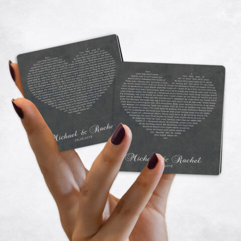 2nd anniversary Song Lyrics in heart on Gray Stone Magnet Set MAG-1784