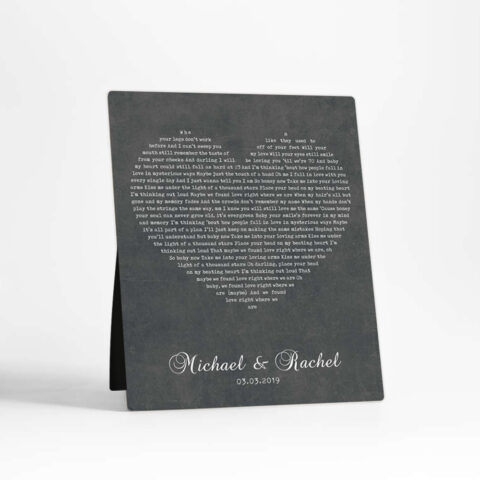 Heart Shape Lyrics 2nd anniversary  Desktop Plaque Gift for couple D-1784