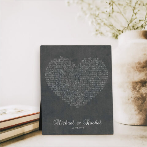 Heart Shape Lyrics 2nd anniversary  Desktop Plaque Gift for couple D-1784