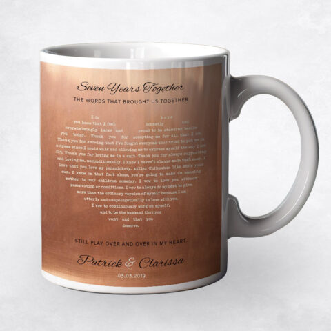 Song Lyrics in heart Copper 7th anniversary Coffee Mug M-1785