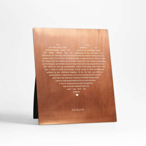 Heart Shape Lyrics 7th anniversary Copper Desktop Plaque Gift for couple D-1786