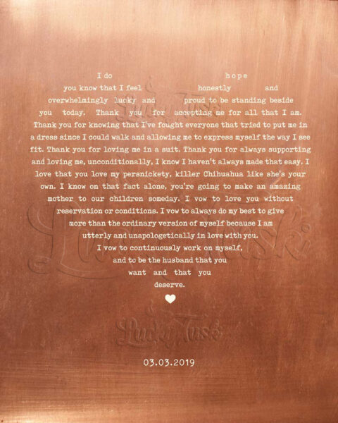 7th Anniversary Gift, Minimalist Heart Shape, Song Lyrics, First Dance Lyrics, Our Song, Copper Anniversary Gift #1786