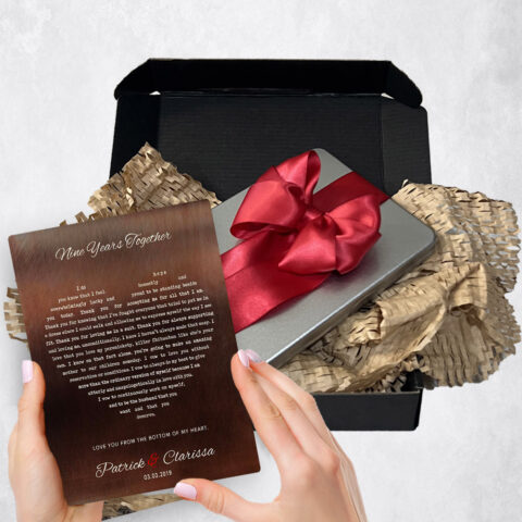 9th anniversary Gift Delivery for couple, husband or wife Heart Shape Lyrics 9 Years Bronze  Plaque TOY-1787