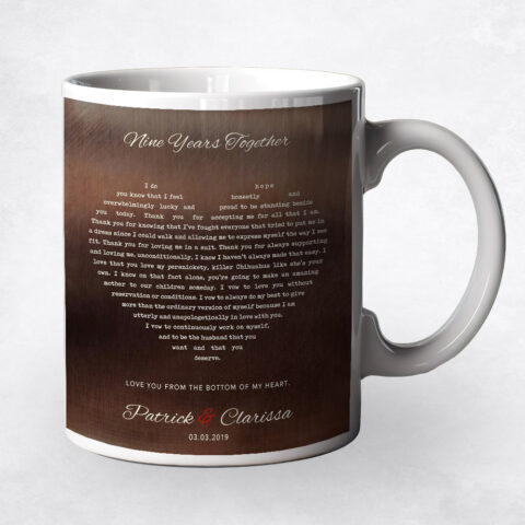 Song Lyrics in heart Bronze 9th anniversary Coffee Mug M-1787