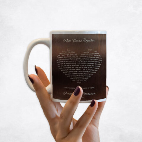 Song Lyrics in heart Bronze 9th anniversary Coffee Mug M-1787