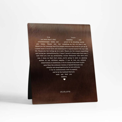 Heart Shape Lyrics 8th anniversary Bronze Desktop Plaque Gift for couple D-1788