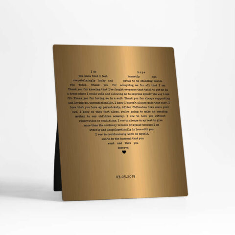 Heart Shape Lyrics 21st anniversary Brass Desktop Plaque Gift for couple D-1790