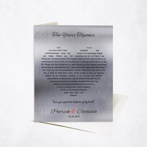 First Dance Our Song Lyrics From the Bottom of My Heart Shape 10th anniversary Stationery Card-1791