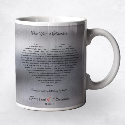 Song Lyrics in heart Tin 10th anniversary Coffee Mug M-1791