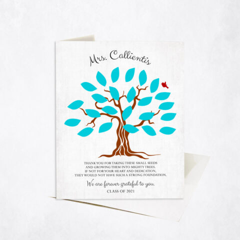 Class Students Names in Leaves Mighty Tree Poem teacher appreciation Stationery Card-1795