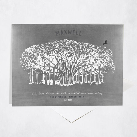 Large Banyan Tree Where Our Roots Belong anniversary Stationery Card-1808