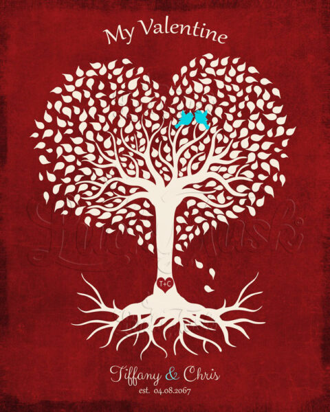 Valentine Gift for Her, Personalized Anniversary, Heart Shaped Tree, Valentine Gift for Him #1811